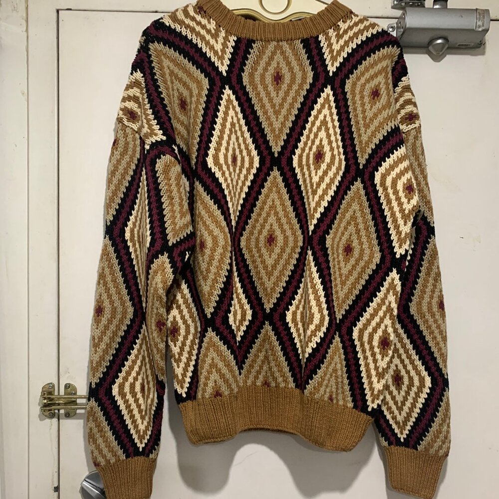 VINTAGE GREG NORMAN KNIT CHUNKY COTTON SWEATERS PATTERN SIZE L
